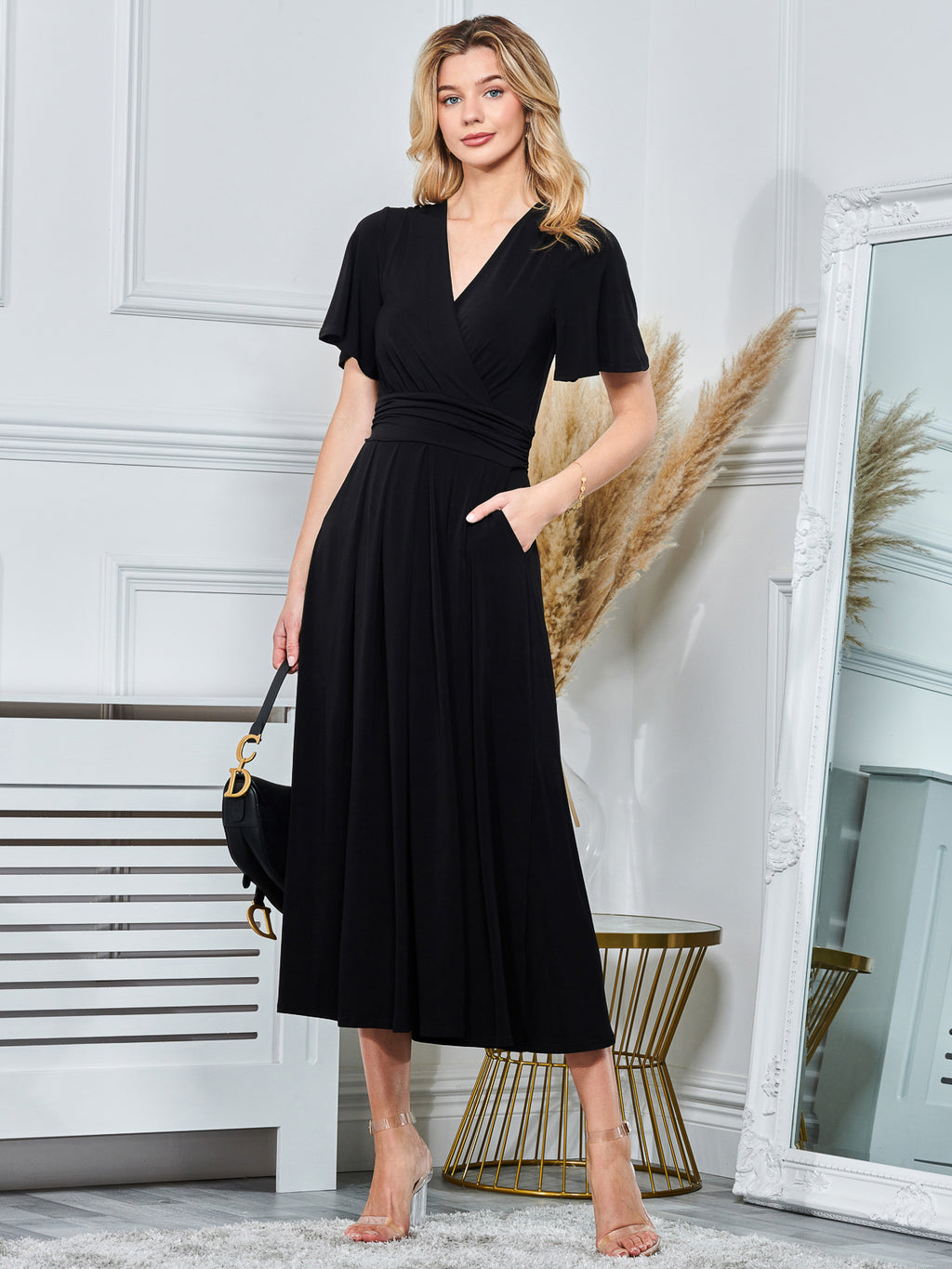 blue dress for baby girl Angel Sleeve Jersey Maxi Dress, Black – Jolie Moi Retail