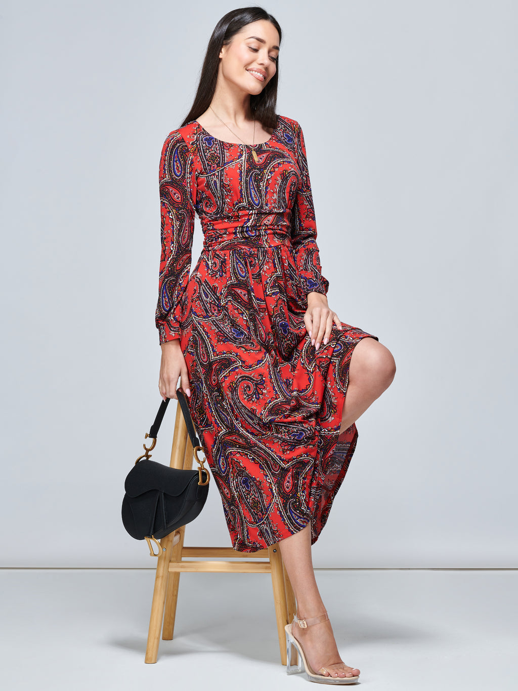 Jolie Moi Veeksha Paisley Print Dress, Red Paisley – Jolie Moi Retail
