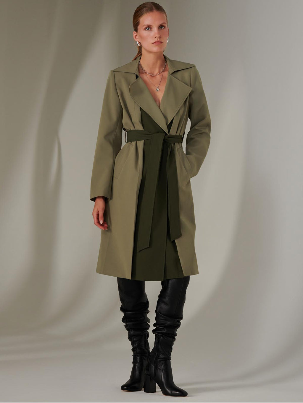 Two Tone Contrast Trench Coat, Soldier Green – Jolie Moi Retail