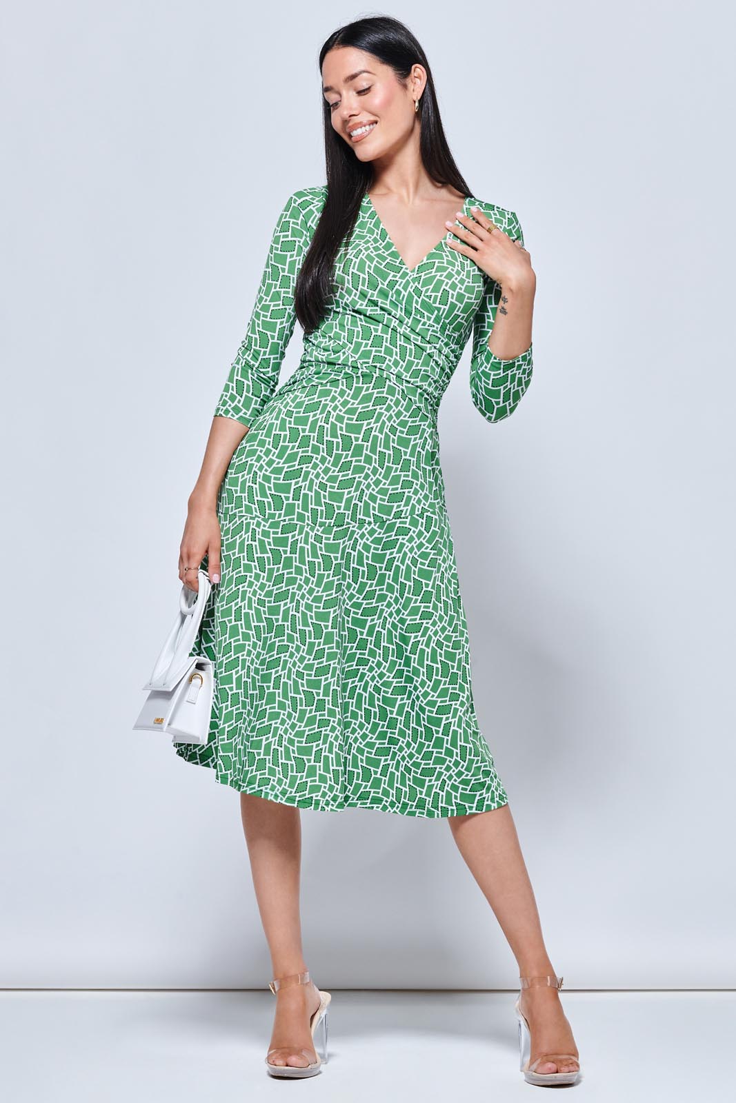 Willa Geometric Print Jersey Dress, Green Geo – Jolie Moi Retail
