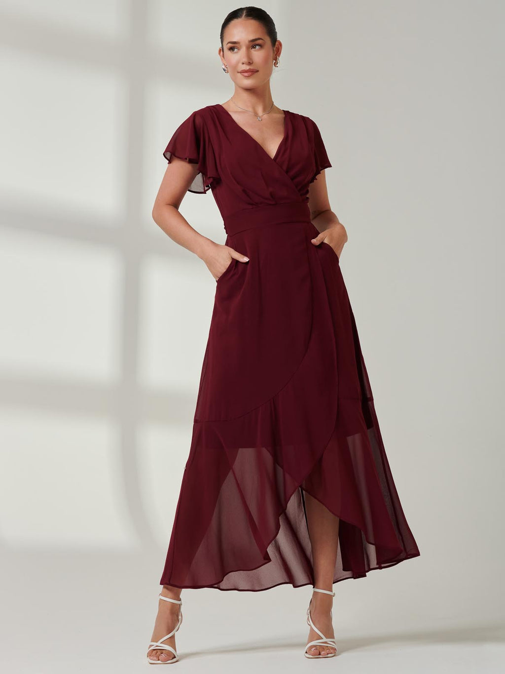 sachin and babi light blue dress Red Chiffon Mini Dress
