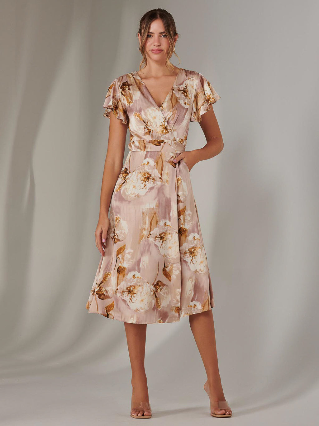 Wrap Front Midi Dress, Dusty Pink – Jolie Moi Retail