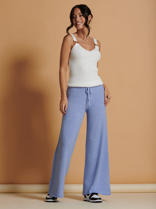 Made In Italy Wide Leg Soft Knit Trousers, Grapemist