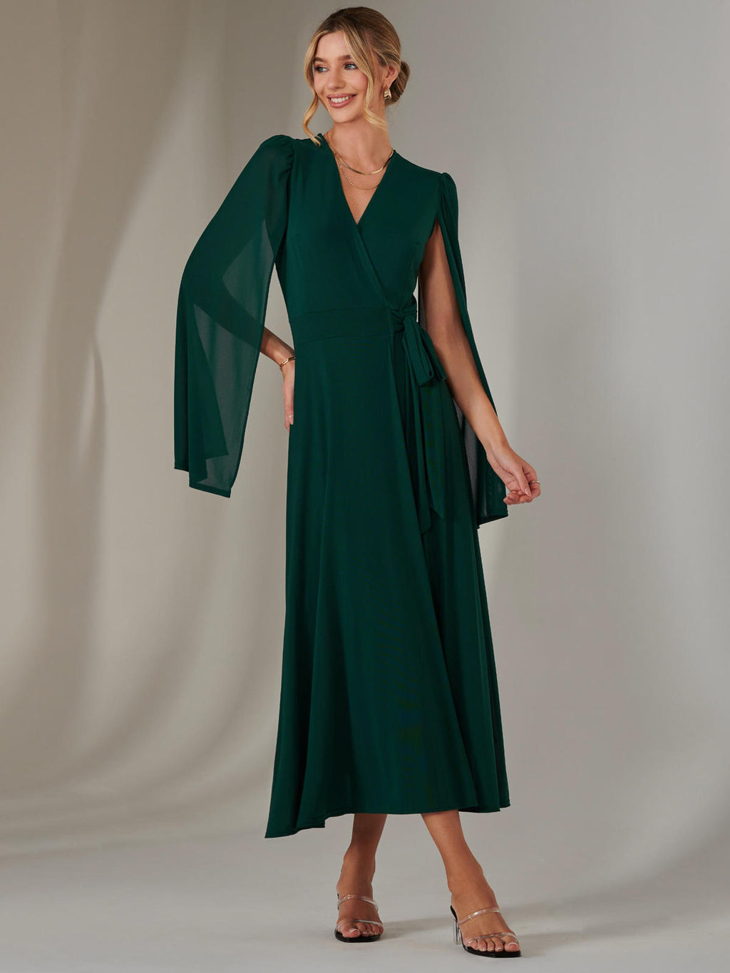 green emerald velvet dress Cape-Effect Silk Satin and Jacquard Gown – John Paul Ataker
