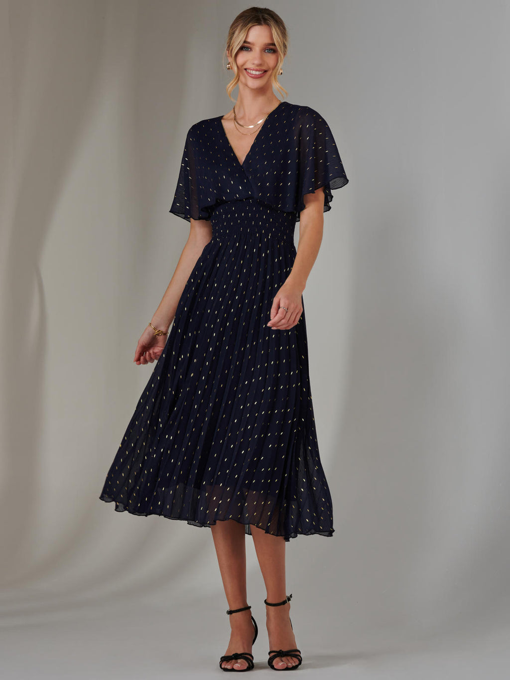 Navy JEC-173-3 Sequins & Beads on Chiffon