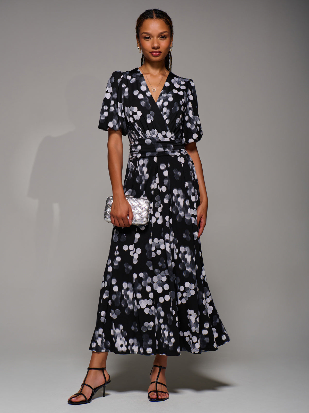 Puff Sleeve Jersey Maxi Dress, Black Spot – Jolie Moi Retail