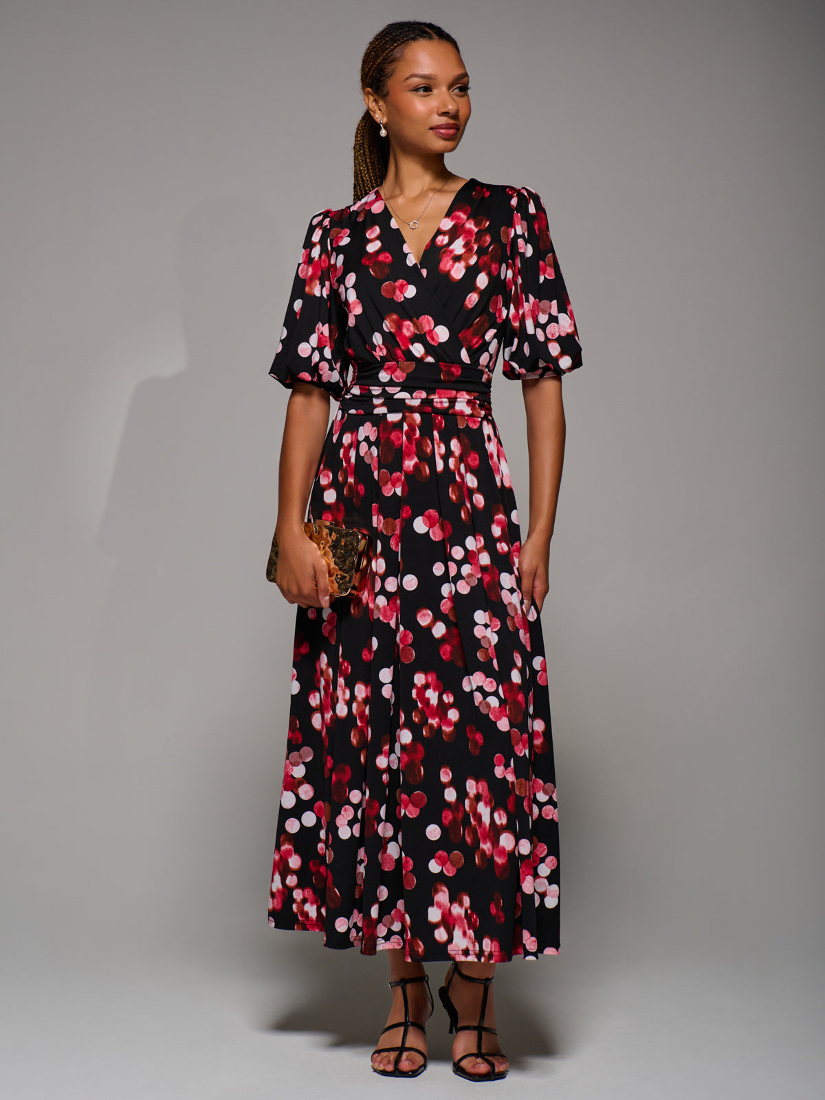 Puff Sleeve Jersey Maxi Dress, Red Spot – Jolie Moi Retail