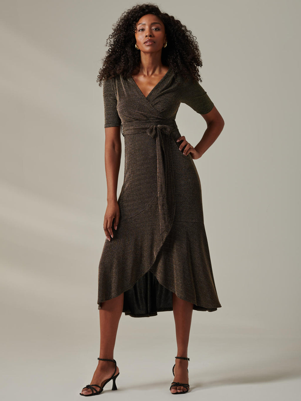 black metallic wrap dress Metallic Tie Waist Wrapped Maxi Dress, Black/Gold – Jolie Moi Retail
