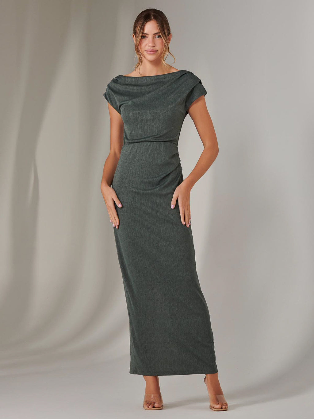 Asymmetrical Bodycon Midaxi Dress, Khaki Jolie Moi Retail Asymmetrical Bodycon Midaxi Dress, Khaki Jolie Moi Retail