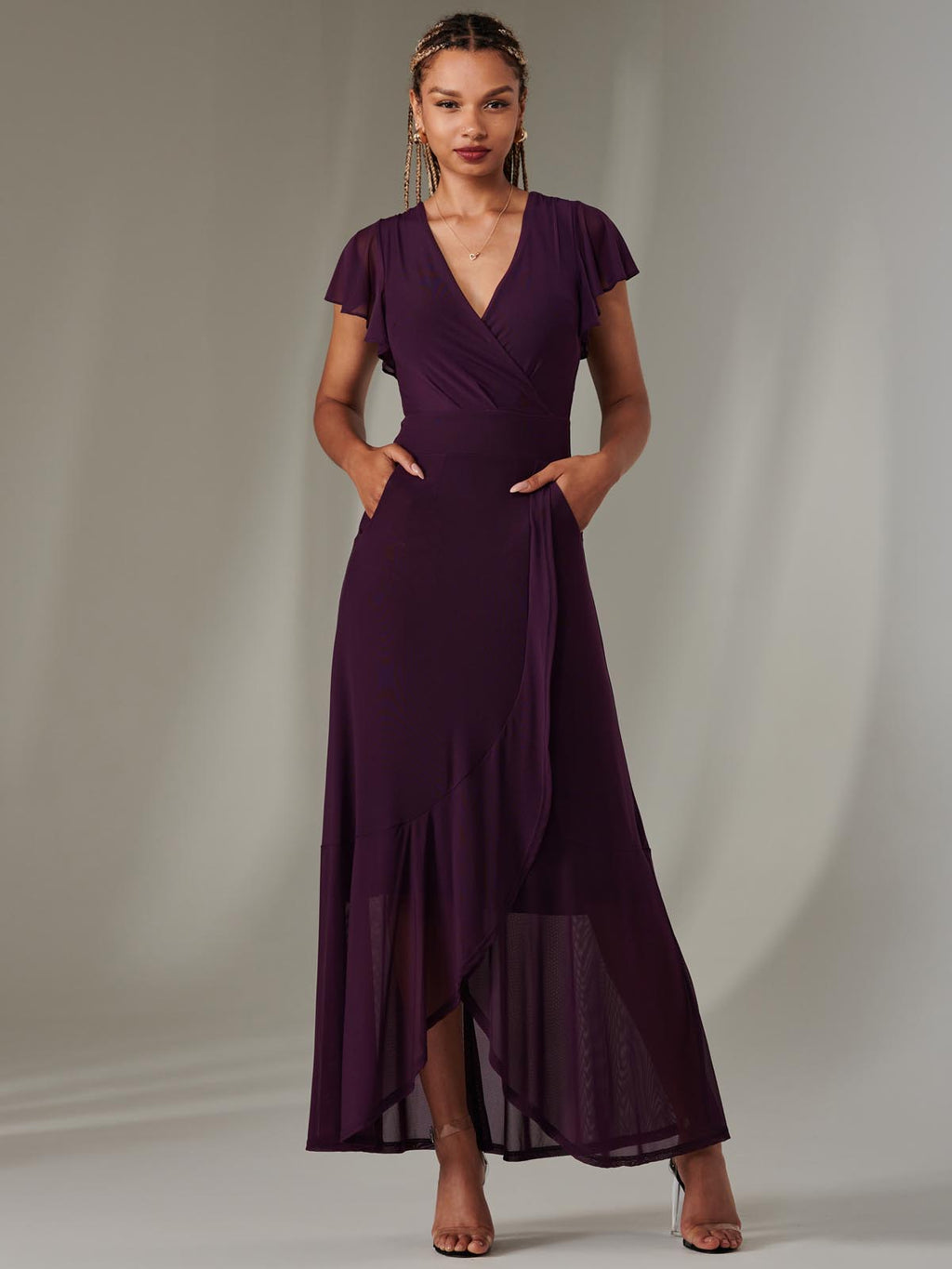 Love A Little Mesh Maxi Dress Purple main image 1