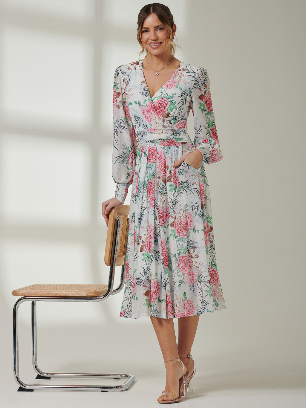 Miamor Floral Print Mesh Maxi Dress
