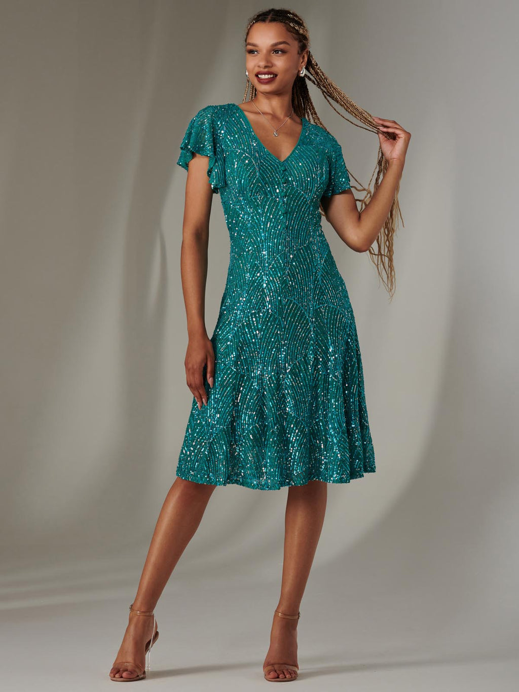 Sequin Fit & Flare Midi Dress, Blue Multi – Jolie Moi Retail