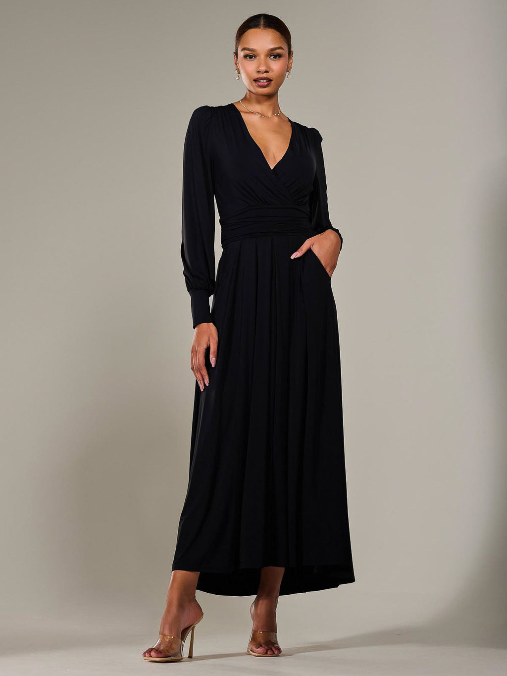 Long Sleeve Super Soft Jersey Maxi Dress, Black – Jolie Moi Retail