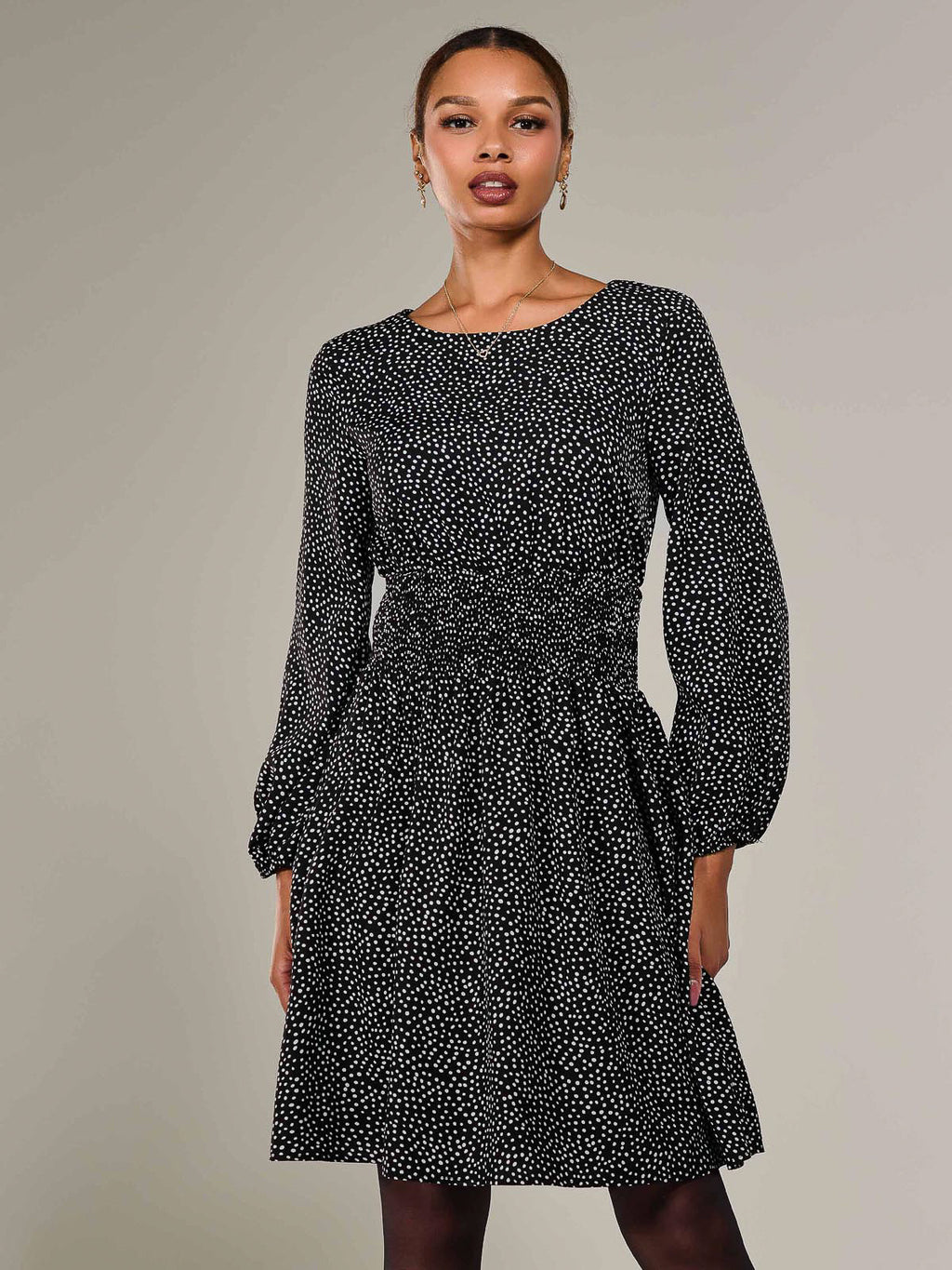 Moxidress Long Sleeves Ruched Waist Mini Shirt Dress main image 1