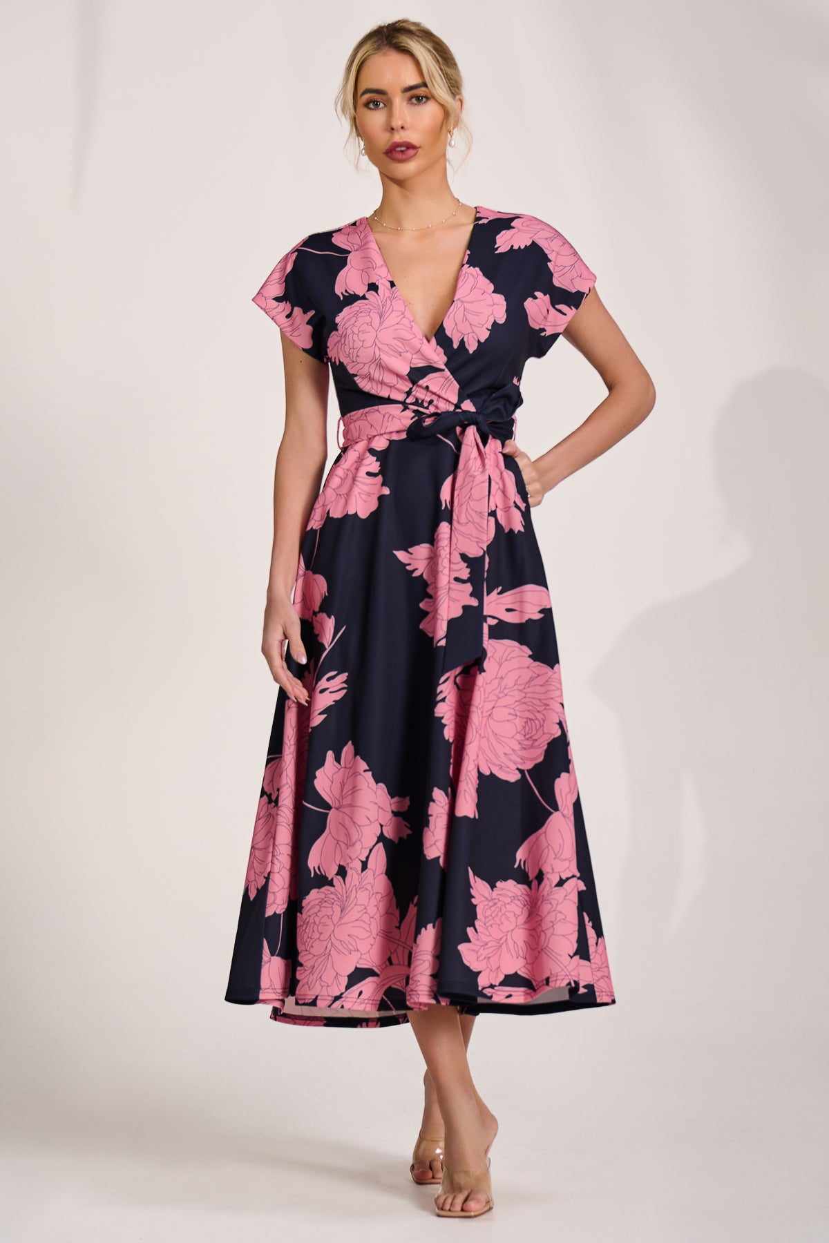 Kimono Sleeve Print Scuba Midaxi Dress, Pink Floral – Jolie Moi Retail