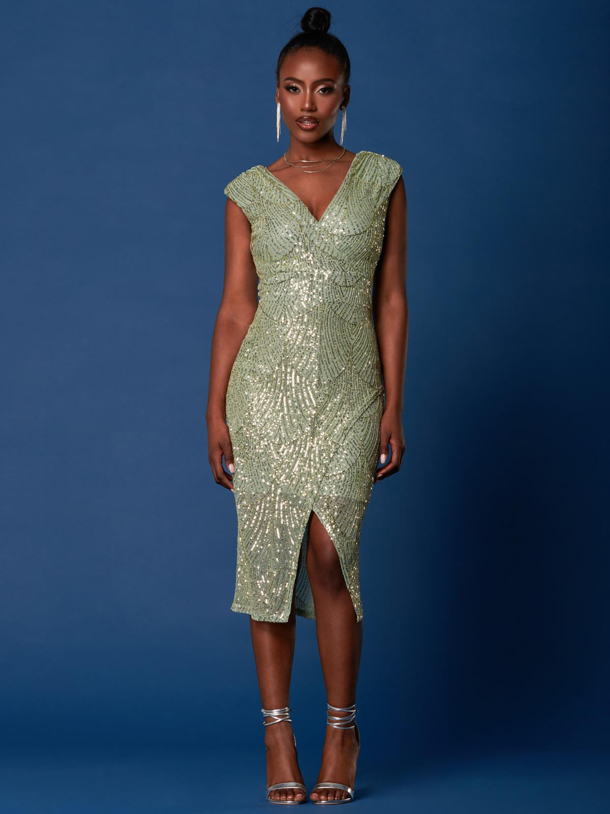 Green gold shop sequin dress