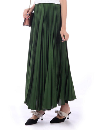 Crepe Pleated Maxi Skirt, Soldier Green