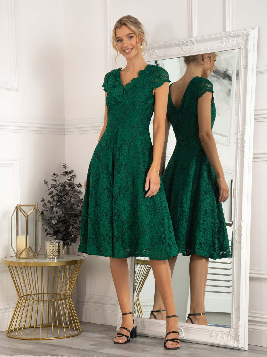 Cap Sleeve Lace Prom Dress, Green Jolie Moi Retail Cap Sleeve Lace Prom Dress, Green Jolie Moi Retail