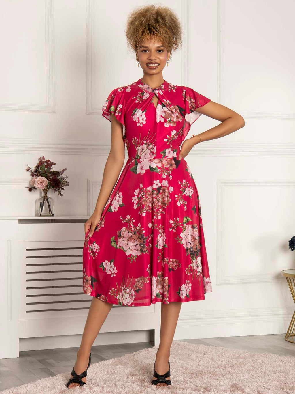 Luella Floral Print Mesh Dress Purple Floral Jolie Moi Retail