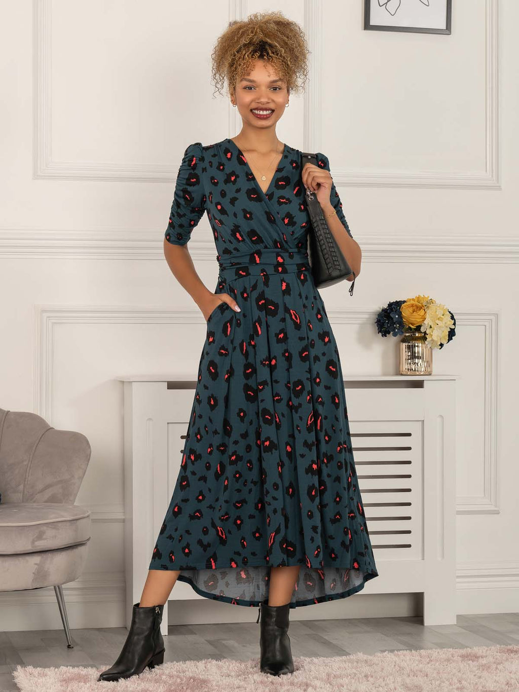 Midi Dress Animal Print Maxi Dress Uk Adria Animal Print Jersey Maxi Dress,  Dark Green  Jolie Moi Retail