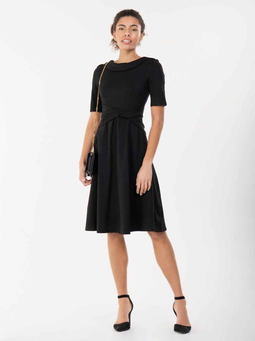 blue dress for baby girl Jolie Moi Fold Over Fit and Flare Midi Dress, Black – Jolie Moi Retail