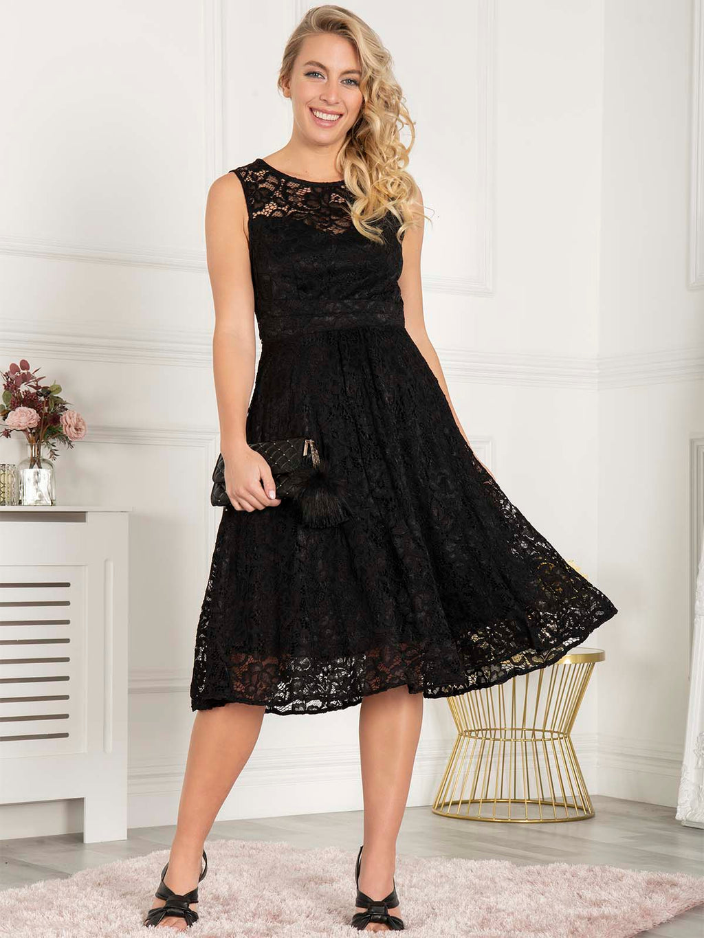 Cocktail Attire Knee Length Long Sleeve Black Lace Cocktail Dress