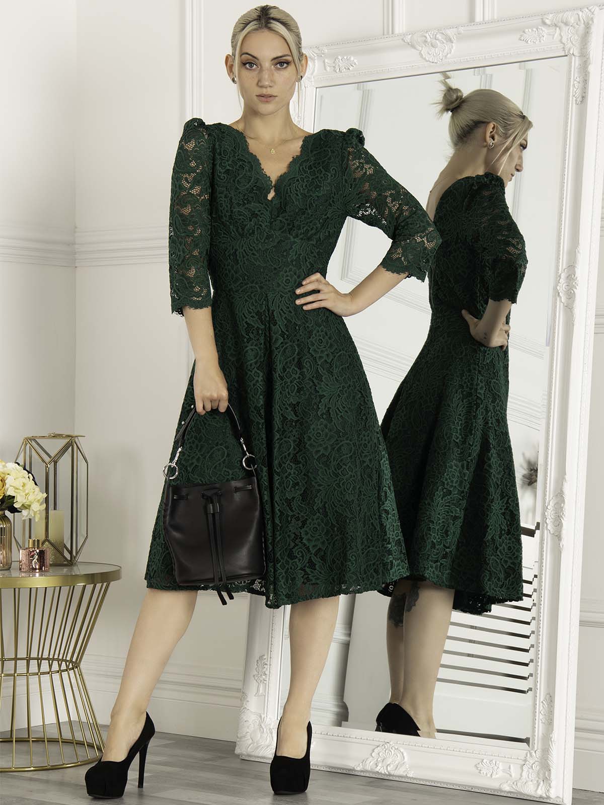 Emerald green hot sale lace dress