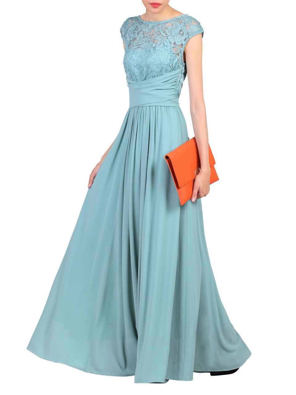 duck egg blue bridesmaid dress uk Lace Bodice Chiffon Maxi Bridesmaid Dress, Duck Egg Blue – Jolie Moi Retail