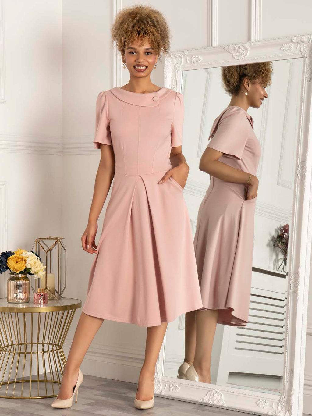 Jolie Moi Bay Peter Tea Dress, Light Pink