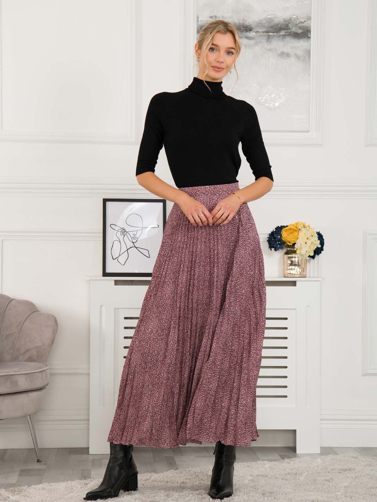 Forever new pink outlet pleated skirt