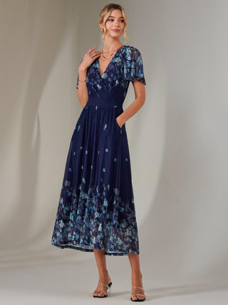 Wrap Maxi Dress, Navy Floral