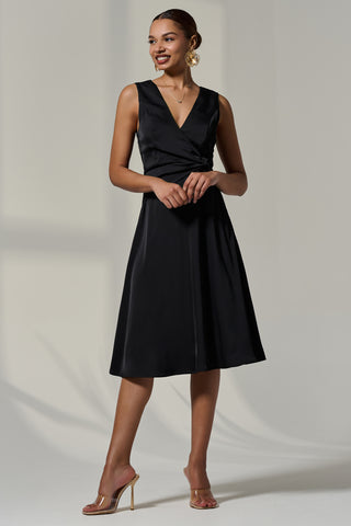 Sleeveless Waist Detail Midi Dress, Black