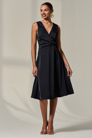 Sleeveless Waist Detail Midi Dress, Black