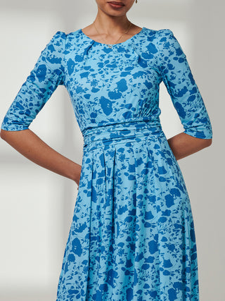 Goldie 3/4 Sleeve Jersey Maxi Dress, Blue Floral Jolie Moi Retail Goldie 3/4 Sleeve Jersey Maxi Dress, Blue Floral Jolie Moi Retail