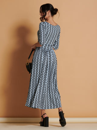 Jolie Moi Cierra 3/4 Sleeve Maxi Dress, Light Blue