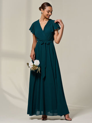 Chiffon Flutter Sleeve Maxi Dress, Dark Green Jolie Moi Retail Chiffon Flutter Sleeve Maxi Dress, Dark Green Jolie Moi Retail