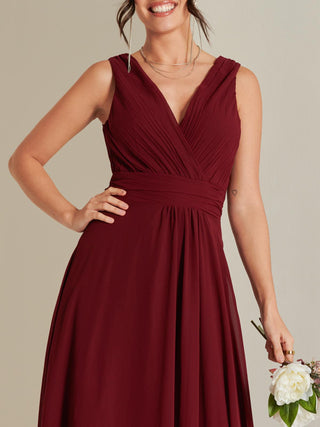 Pleated Bodice Chiffon Maxi Dress, Burgundy Jolie Moi Retail Pleated Bodice Chiffon Maxi Dress, Burgundy Jolie Moi Retail
