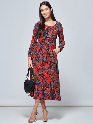 Jolie Moi Veeksha Paisley Print Dress, Red Paisley