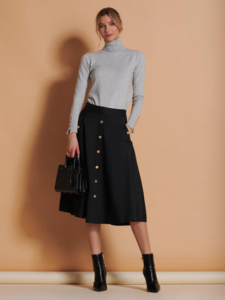 A-Line Midi Skirt, Black