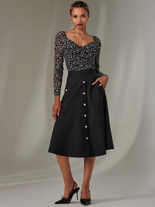 A-Line Midi Skirt, Black – Jolie Moi Retail1