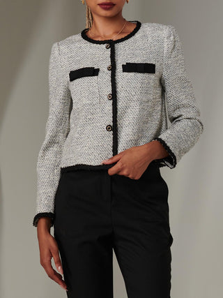 Monochrome Tweed Contrast Jacket