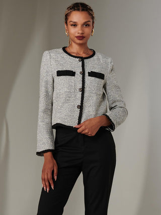 Monochrome Tweed Contrast Jacket