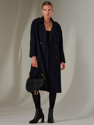 Double Breasted Trench Coat, Navy