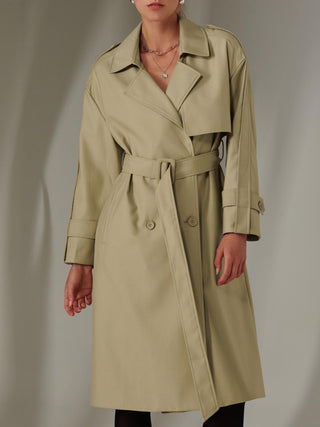 Double Breasted Trench Coat, Stone