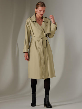 Double Breasted Trench Coat, Stone