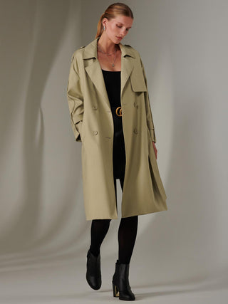 Double Breasted Trench Coat, Stone