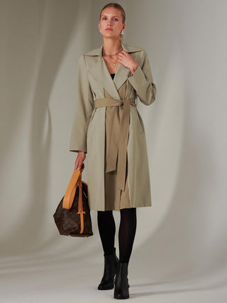 Two Tone Contrast Trench Coat, Khaki