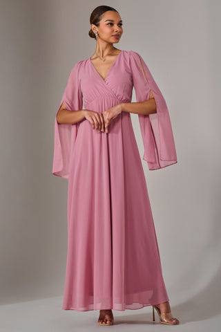 Chiffon Cap Sleeve Maxi Dress, Dusty Pink Jolie Moi Retail Chiffon Cap Sleeve Maxi Dress, Dusty Pink Jolie Moi Retail