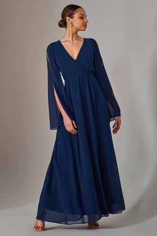 Chiffon Cap Sleeve Maxi Dress, Navy Jolie Moi Retail Chiffon Cap Sleeve Maxi Dress, Navy Jolie Moi Retail