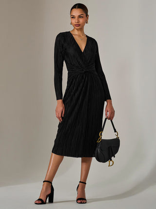 black plisse midi dress Buy Never Fully Dressed Black Short Sleeve High Neck Plisse Desiree Asymetric Midi Dress from Next USA